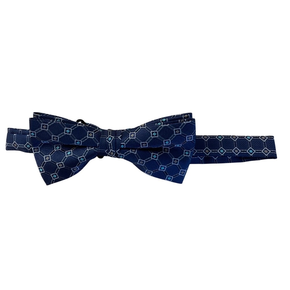 Vintage Bow Tie Navy Blue Geometric Preppy Formal Dark Academia Professional